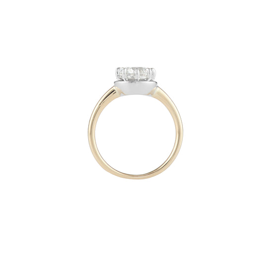 1CT Round Lab Diamond Scallop Ring - 9K Gold