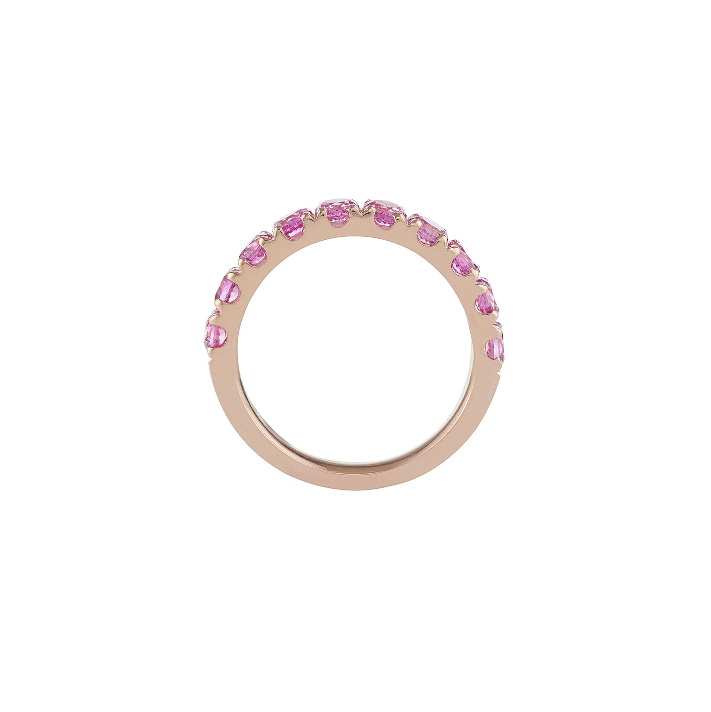 1CTW Lab Pink Sapphire ¾ Eternity Band - 9K Rose Gold