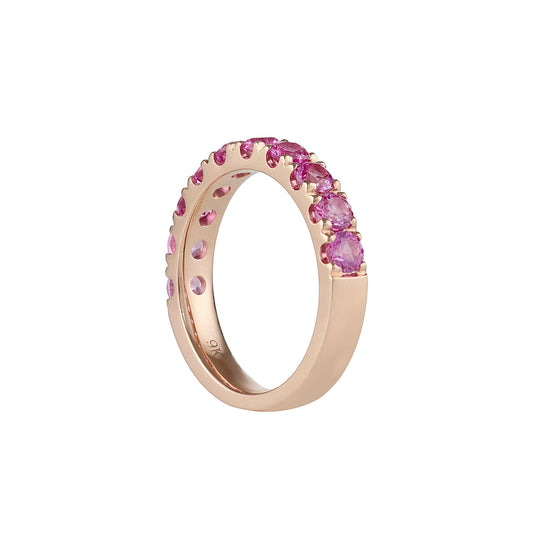 1CTW Lab Pink Sapphire ¾ Eternity Band - 9K Rose Gold