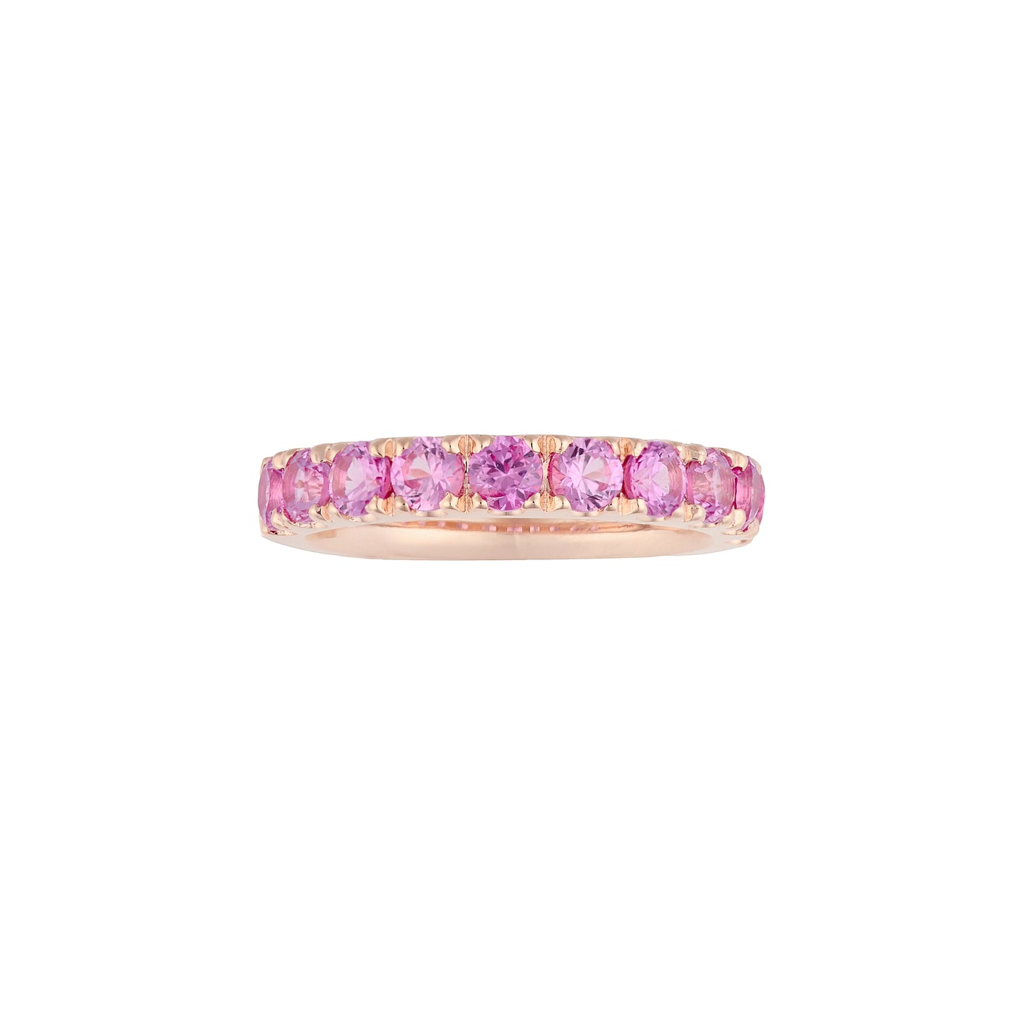 1CTW Lab Pink Sapphire ¾ Eternity Band - 9K Rose Gold