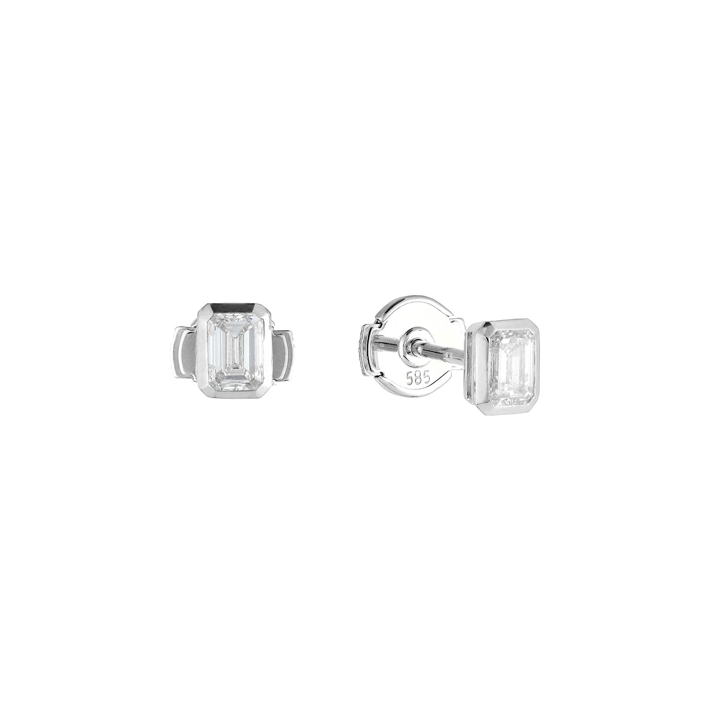 0.60CTW Emerald Bezel Diamond Stud Earrings