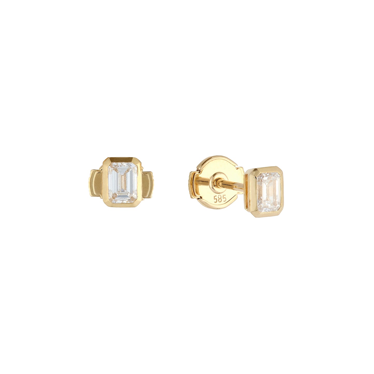 0.60CTW Emerald Bezel Diamond Stud Earrings